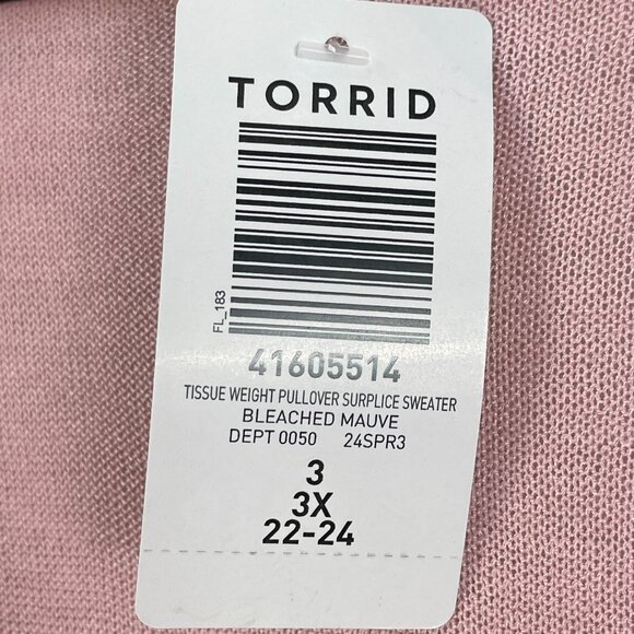 NEW Torrid Womens Plus 3X Tissue Weight Pullover Surplice Sweater Bleached Mauve - Picture 4 of 9